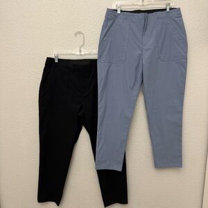 2 Pair Eddie Bauer Horizon Straight Leg Ankle Pants Blue Black Size 14 Outdoor